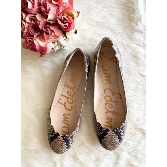 Sam Edelman Augusta Snake Embossed Flats - Picture 2 of 7